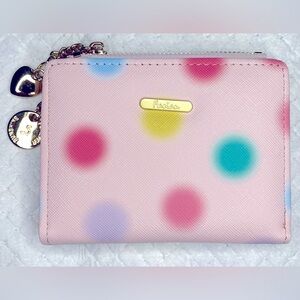 TEXTURED VEGAN LEATHER POLKA DOT WALLET WITH CHARMS NWOT